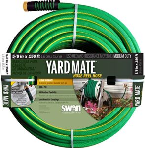swan products snhr58150 yard mate easy reel lightweight hose 150′ x 5/8″, green