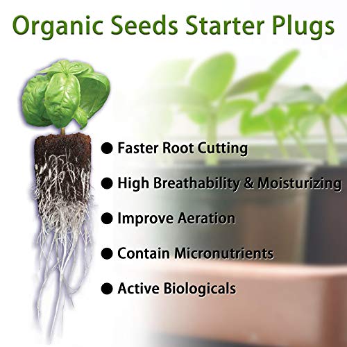 YBB 50 Pcs Seed Starter Plugs, Rapid Root Plugs Organic Plant Starters Sponges Hydroponics Supplies with 60 Pcs Labels