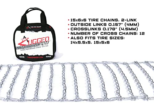 The ROP Shop | Pair of 2 Link Tire Chains 15x5x6 for Troy-Bilt, Ariens & Husqvarna Snow Blower