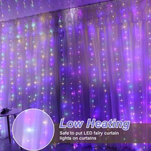 Fuurin Curtain Fairy Light,300 LED Remote Control 8 Lighting Moder USB Powered Waterproof String Light for Indoor,Outdoor,Holiday,Christmas,Garden,Party Decoration (Multicolor)
