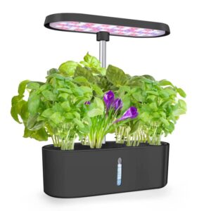 hydroponics growing system,8 pods herb garden with 64 leds full-spectrum plant grow light, hydroponic herb garden with 3.5l water tank, 17.78” height adjustable gardening system, black