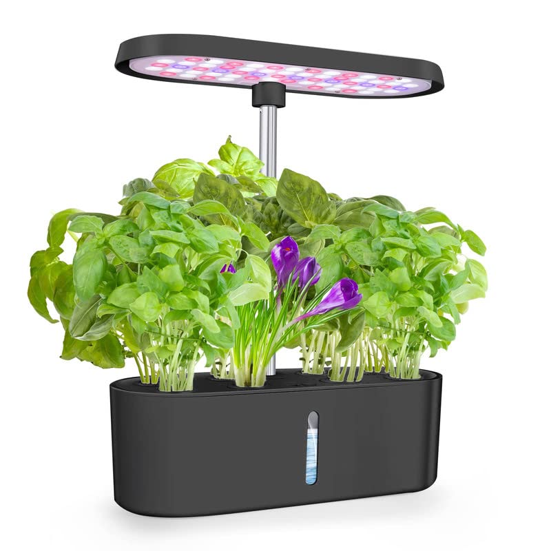 Hydroponics Growing System,8 Pods Herb Garden with 64 LEDs Full-Spectrum Plant Grow Light, Hydroponic Herb Garden with 3.5L Water Tank, 17.78'' Height Adjustable Gardening System, Black