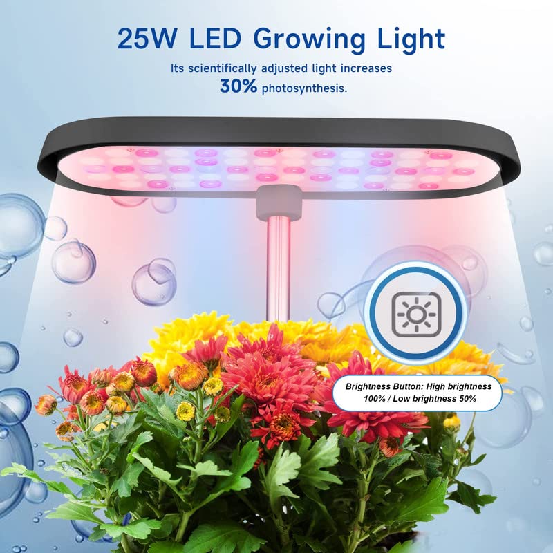 Hydroponics Growing System,8 Pods Herb Garden with 64 LEDs Full-Spectrum Plant Grow Light, Hydroponic Herb Garden with 3.5L Water Tank, 17.78'' Height Adjustable Gardening System, Black