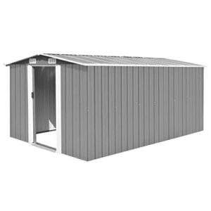 outdoor metal storage shed, garden shed with door and vents, tool room for backyard, patio, lawn garden shed 101.2″x154.3″x71.3″ metal gray