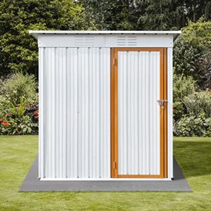 metal garden storage shed with 2 integrated punched vents and hinged door, outdoor tood storage shed patio lawn care equipment pool supplies organizer, 64.8″ l x 48.54″x 68.07″, white