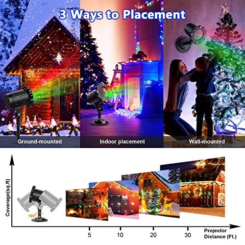 Christmas Projector Lights Outdoor, Christmas Lights Waterproof Landscape Spotlight Red and Green Star Show with Xmas Decorative Lighting for Holiday Indoor Outdoor Garden Patio Wall