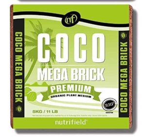 coco coir mega brick organic coconut coir 11 pound coco fiber compressed block pre washed buffered potting soil indoor outdoor garden use vegetable flower seed starter