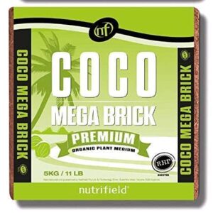 Coco Coir Mega Brick Organic Coconut Coir 11 Pound Coco Fiber Compressed Block Pre Washed Buffered Potting Soil Indoor Outdoor Garden Use Vegetable Flower Seed Starter