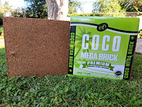 Coco Coir Mega Brick Organic Coconut Coir 11 Pound Coco Fiber Compressed Block Pre Washed Buffered Potting Soil Indoor Outdoor Garden Use Vegetable Flower Seed Starter