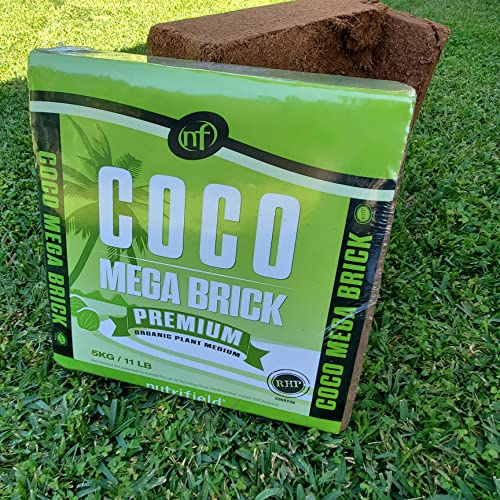 Coco Coir Mega Brick Organic Coconut Coir 11 Pound Coco Fiber Compressed Block Pre Washed Buffered Potting Soil Indoor Outdoor Garden Use Vegetable Flower Seed Starter