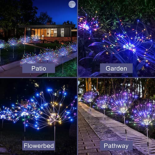 CASAVIDA Firework Light Solar Garden Lights Fairy Twinkle Lights 120LED with Remote Decorative Starbust Lights for Halloween Patio Party C