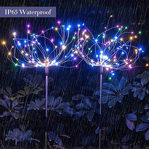 CASAVIDA Firework Light Solar Garden Lights Fairy Twinkle Lights 120LED with Remote Decorative Starbust Lights for Halloween Patio Party C