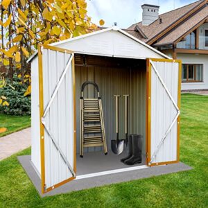 morhome 6 x 4 ft outdoor storage shed, outside sheds & outdoor storage,metal garden tool shed galvanized steel with lockable door for backyard, patio, lawn, brown
