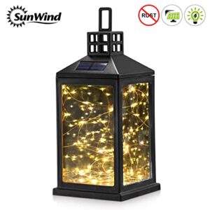 Solar Lantern Lights Outdoor SUNWIND Waterproof Solar Table Lamp Hanging Lighting with 40 Warm White LEDs for Garden Patio Landscape Decoration