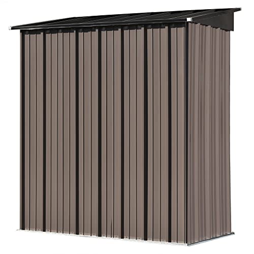 Outdoor Storage Shed,5FT x 3FT Garden Shed,Metal Lean-to Storage Shed with Lockable Door,Tool Cabinet for Backyard,Lawn,Garden,Brown