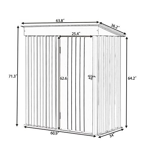 Outdoor Storage Shed,5FT x 3FT Garden Shed,Metal Lean-to Storage Shed with Lockable Door,Tool Cabinet for Backyard,Lawn,Garden,Brown