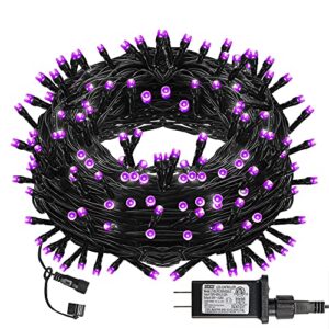 dazzle bright 240 led halloween string lights, 78 ft connectable waterproof fairy lights with 8 modes for indoor outdoor party yard garden christmas decorations (purple)