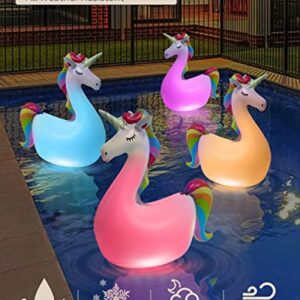 LOGUIDE Floating Pool Lights,Unicorn Pool Party Decorations,2 Pcs Solar Pool Lights Waterproof,Inflatable Pool Lights That Float for Pool Gifts Spa Patio Wedding Party Christmas Decor