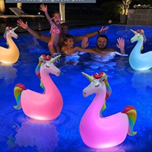 LOGUIDE Floating Pool Lights,Unicorn Pool Party Decorations,2 Pcs Solar Pool Lights Waterproof,Inflatable Pool Lights That Float for Pool Gifts Spa Patio Wedding Party Christmas Decor