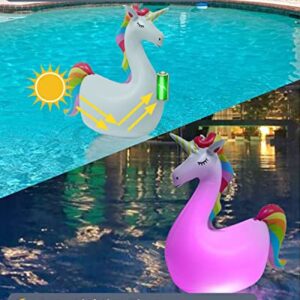 LOGUIDE Floating Pool Lights,Unicorn Pool Party Decorations,2 Pcs Solar Pool Lights Waterproof,Inflatable Pool Lights That Float for Pool Gifts Spa Patio Wedding Party Christmas Decor