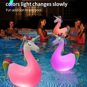 LOGUIDE Floating Pool Lights,Unicorn Pool Party Decorations,2 Pcs Solar Pool Lights Waterproof,Inflatable Pool Lights That Float for Pool Gifts Spa Patio Wedding Party Christmas Decor