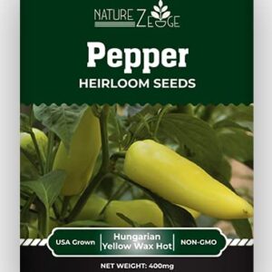 Hot Pepper Seeds for Planting, Cayenne, Hungarian Yellow, Jalapeno, Serrano, Habanero Orange, Heirloom Pepper Seeds Variety Pack, NonGMO