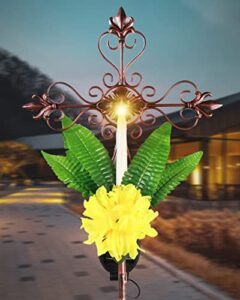 yourongmao outdoor solar garden lights waterproof,cemetery decorations for grave solar cross garden stake lights,garden decor for remembrance gifts & sympathy gifts