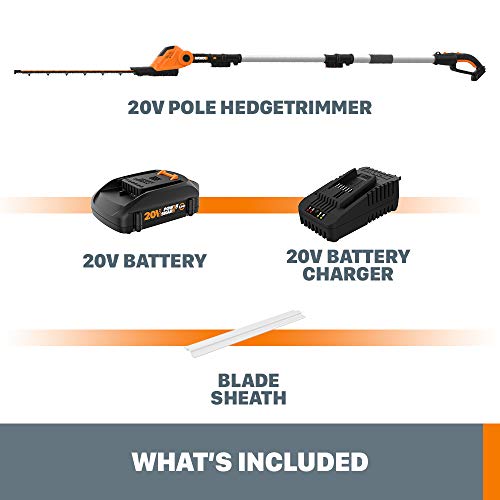 Worx WG252 20V Power Share 2-in-1 20" Cordless Hedge Trimmer (Battery & Charger Included)