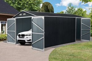 outdoor storage shed 20×10 ft, metal garden shed for car,truck,bike, garbage can, tool, lawnmower, outdoor storage galvanized steel with lockable door for backyard, patio, lawn
