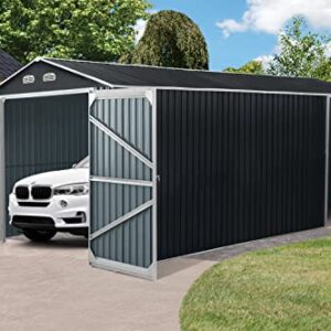 Outdoor Storage Shed 20x10 FT, Metal Garden Shed for Car,Truck,Bike, Garbage Can, Tool, Lawnmower, Outdoor Storage Galvanized Steel with Lockable Door for Backyard, Patio, Lawn