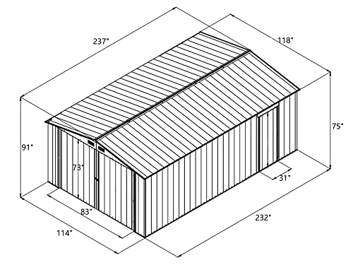 Outdoor Storage Shed 20x10 FT, Metal Garden Shed for Car,Truck,Bike, Garbage Can, Tool, Lawnmower, Outdoor Storage Galvanized Steel with Lockable Door for Backyard, Patio, Lawn