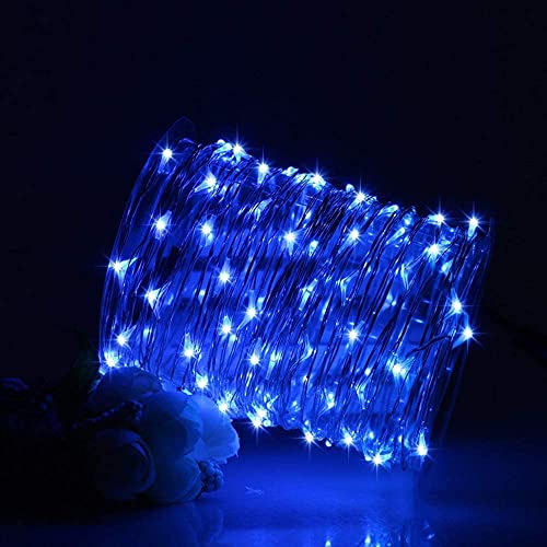 SOLARMKS Solar String Lights,200 LED Solar Lights Outdoor 8 Modes Blue Christmas Lights Waterproof Solar Fairy Lights for Pool Garden Patio Wedding Party Christmas Holiday Outdoor Decorative