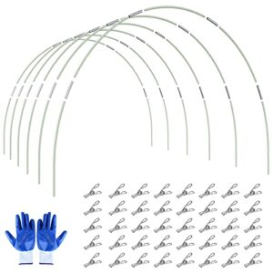 hannger 6 sets of greenhouse hoops grow tunnel 32pcs row cover hoops – 7ft long garden hoops for raised beds with rust-free fiberglass support hoops frame – diy plant support garden stakes
