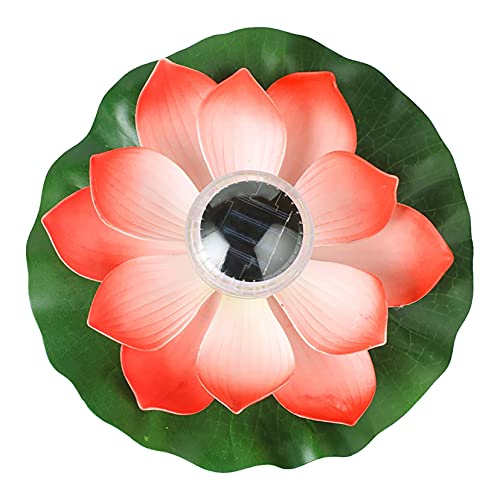 Solar Powered LED Lotus Flower Lamp Water Resistant Outdoor Floating Night Light for Yard Garden Swiming Pool Party Decoration (A)