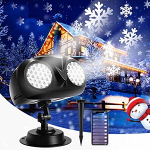 christmas projector lights outdoor, snowflake projector, gimify snowfall projector led light ip65 waterproof app control timer for christmas decorations xmas holiday party garden wedding patio
