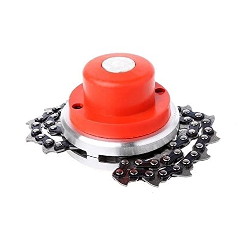 GOODTRADE8 Lawn Mower Chain Weed Trimmer Head,65Mn Garden Grass Trimmer Head with Coil Chain Fits for Straight Shafts Lawn Mower Garden Pole Trimmer Tools & Chain Mower & Garden Grass Trimmer (Red)