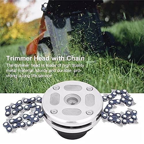 GOODTRADE8 Lawn Mower Chain Weed Trimmer Head,65Mn Garden Grass Trimmer Head with Coil Chain Fits for Straight Shafts Lawn Mower Garden Pole Trimmer Tools & Chain Mower & Garden Grass Trimmer (Red)
