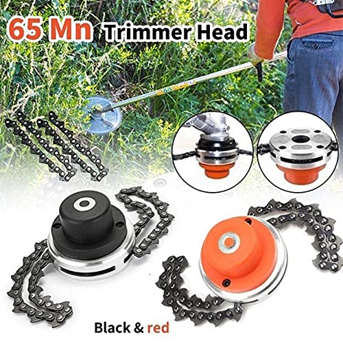 GOODTRADE8 Lawn Mower Chain Weed Trimmer Head,65Mn Garden Grass Trimmer Head with Coil Chain Fits for Straight Shafts Lawn Mower Garden Pole Trimmer Tools & Chain Mower & Garden Grass Trimmer (Red)