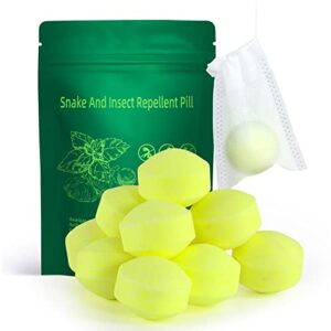 yueqinglong 10 pack snake away repellent for outdoors, snake be gone for yard powerful, pet safe balls for lawn garden camping fishing home to repels snakes and other pests (yellow-10)
