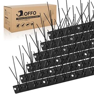 offo black bird spikes pre-assembled for pigeons birds, durable bird deterrent spikes with stainless steel, bird repellent spikes for fence roof mailbox window matte black cover 10 feet