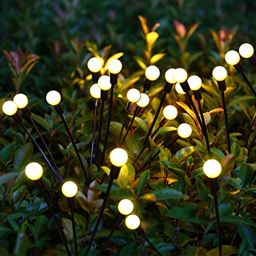 ANGMLN Outdoor Solar Garden Lights, 24 LED 2 Pack Firefly Lights, Waterproof Swaying Light Yard Landscape Decorative Lights Patio Pathway Decoration Gifts for Mom Family Friends