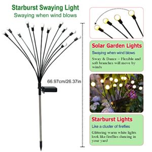 ANGMLN Outdoor Solar Garden Lights, 24 LED 2 Pack Firefly Lights, Waterproof Swaying Light Yard Landscape Decorative Lights Patio Pathway Decoration Gifts for Mom Family Friends