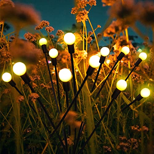 ANGMLN Outdoor Solar Garden Lights, 24 LED 2 Pack Firefly Lights, Waterproof Swaying Light Yard Landscape Decorative Lights Patio Pathway Decoration Gifts for Mom Family Friends