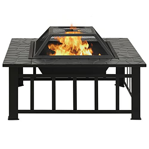 GOLINPEILO Garden Fire Pit with Poker 31.9"x31.9"x18.5" XXL Steel (Style J)