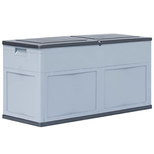 loibinfen Patio Storage Box 84.5 gal Gray Black Patio Garden Outdoor Storage Container for Toys, Furniture Deck box (Weight:18.34 lbs)