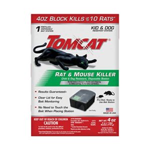 tomcat rat & mouse killer child & dog resistant, disposable station, 1 pre-filled ready-to-use bait station