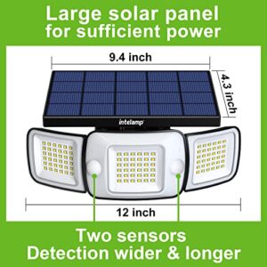 intelamp Solar Motion Sensor Outdoor Lights 2 Pack Solar Flood Lights Outdoor, High Bright 1200LM Security Lights Adjustable Solar Wall Lights with 3 Modes Used for Patio, Garden, Garage, Porch