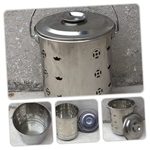 Levemolo Money Leaf Leaves Galvanized Garden Burning Pit Basin Can Pot Backyard Steel for Bin Auspiciousness Wood Burn Composter Stainless Sacrifices Debris Cage Barrel Bonfire Fire Trash