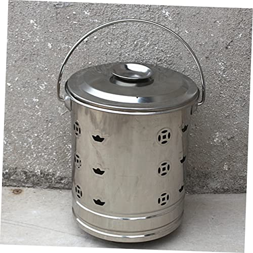 Levemolo Money Leaf Leaves Galvanized Garden Burning Pit Basin Can Pot Backyard Steel for Bin Auspiciousness Wood Burn Composter Stainless Sacrifices Debris Cage Barrel Bonfire Fire Trash