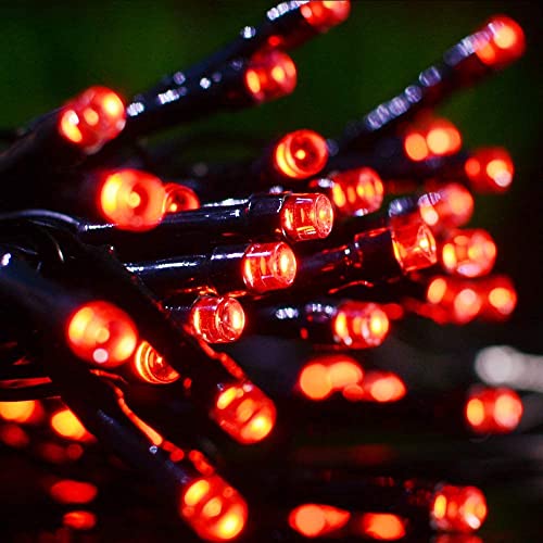 LALAPAO 2 Pack Super-Long Solar String Lights 85FT 240 LED 8 Modes Solar Powered Outdoor Lighting Waterproof Christmas Fairy Lights for Xmas Tree Garden Homes Wedding Lawn Party Decor (Red)